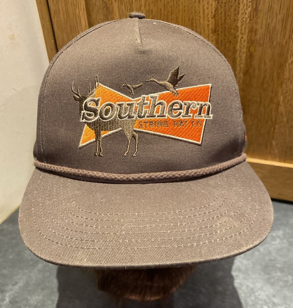Southern String Hat Co Brown Rope Hat Cap Snapback Deer & Duck Logo Adjustable